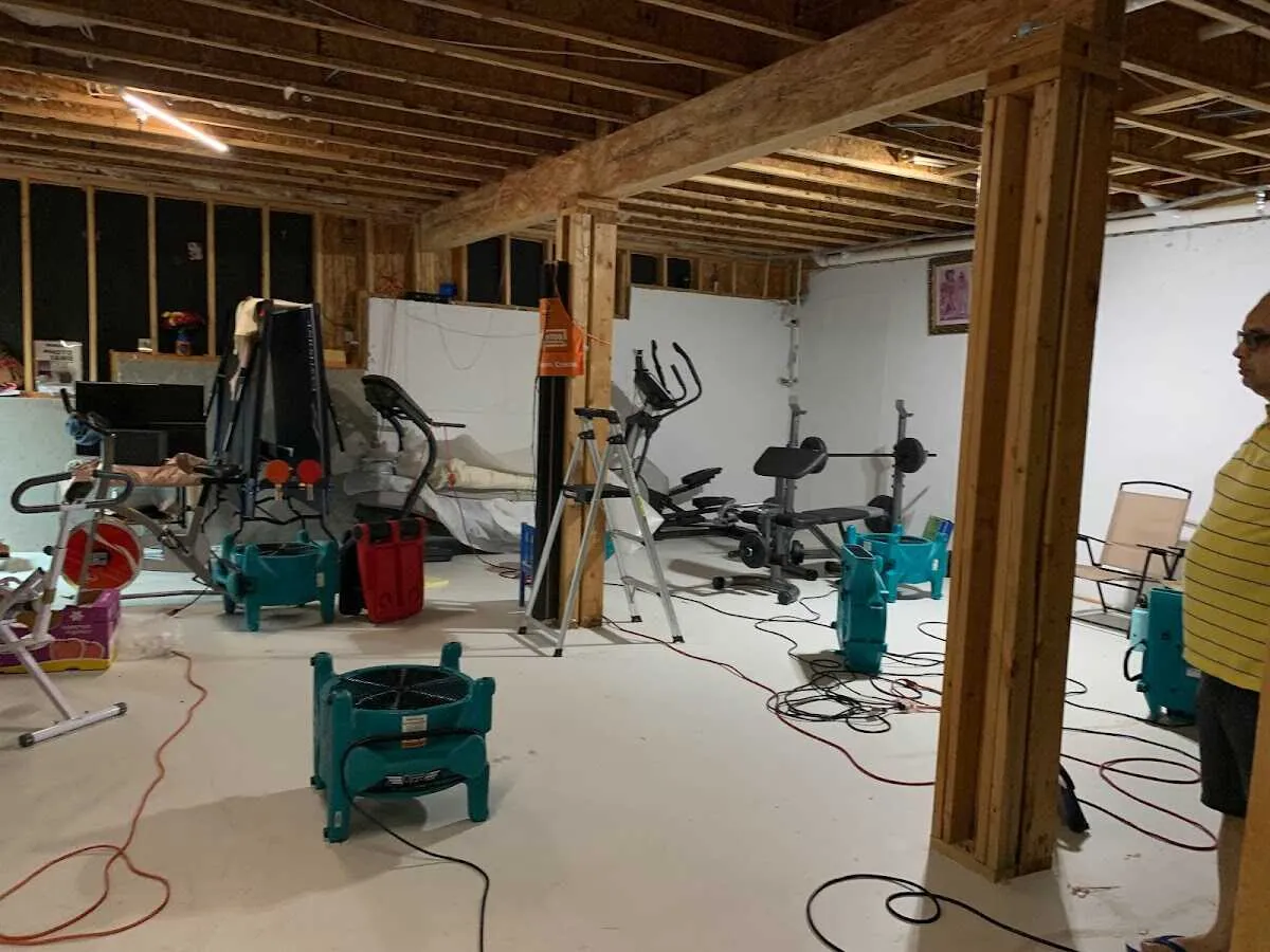 Basement drying equipment setup for Structural Drying in De Pere
